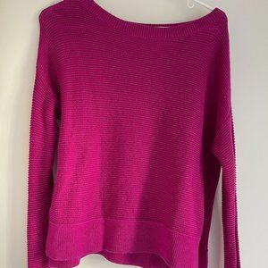 Loft Magenta Ribbed Boat Neck Sweater